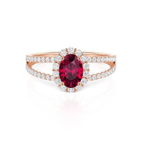 Jeulia Split Shank Halo Oval Cut Ring