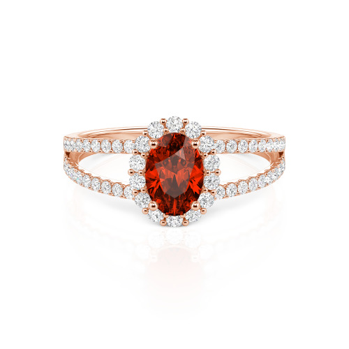 Jeulia Split Shank Halo Oval Cut Ring