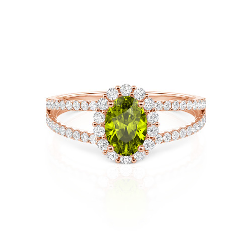 Jeulia Split Shank Halo Oval Cut Ring