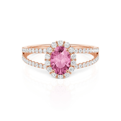 Jeulia Split Shank Halo Oval Cut Ring