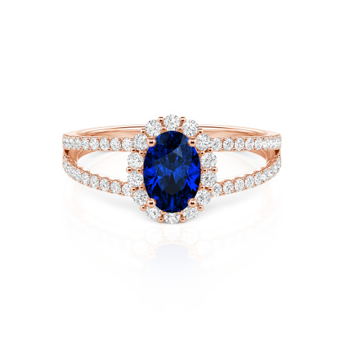 Jeulia Split Shank Halo Oval Cut Ring