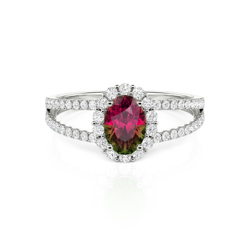 Jeulia Split Shank Halo Oval Cut Ring