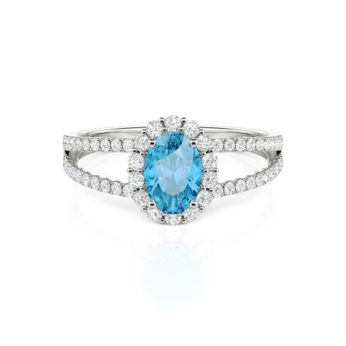 Jeulia Split Shank Halo Oval Cut Ring