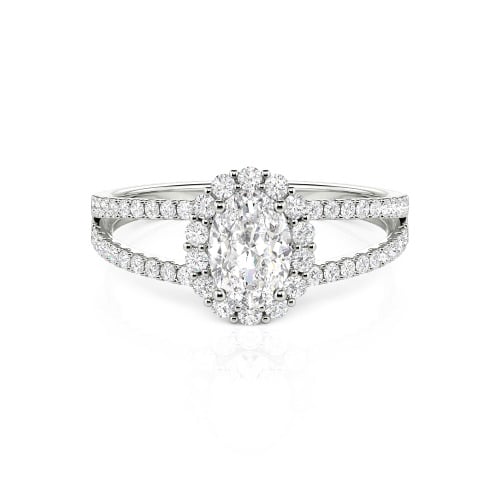 Jeulia Split Shank Halo Oval Cut Ring
