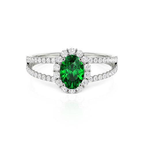 Jeulia Split Shank Halo Oval Cut Ring