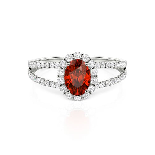 Jeulia Split Shank Halo Oval Cut Ring