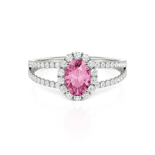 Jeulia Split Shank Halo Oval Cut Ring