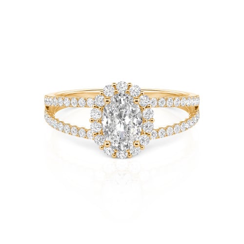 Jeulia Split Shank Halo Oval Cut Ring