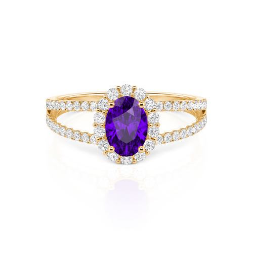 Jeulia Split Shank Halo Oval Cut Ring