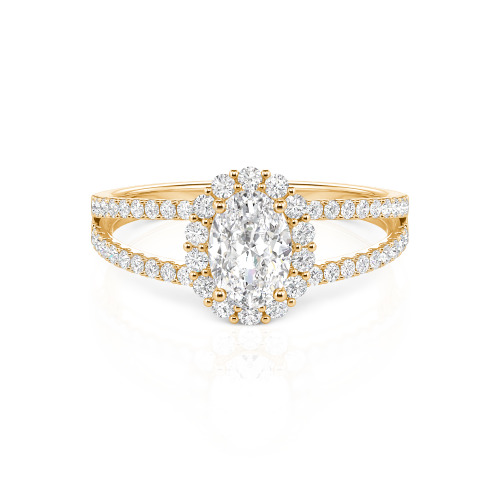 Jeulia Split Shank Halo Oval Cut Ring