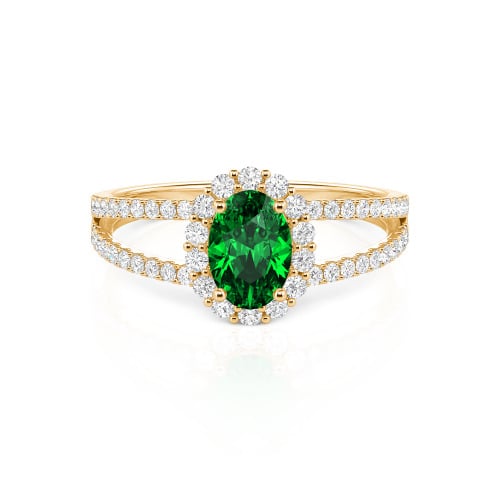 Jeulia Split Shank Halo Oval Cut Ring