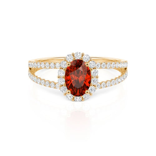 Jeulia Split Shank Halo Oval Cut Ring