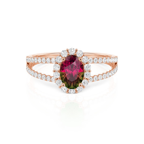 Jeulia Split Shank Halo Oval Cut Ring