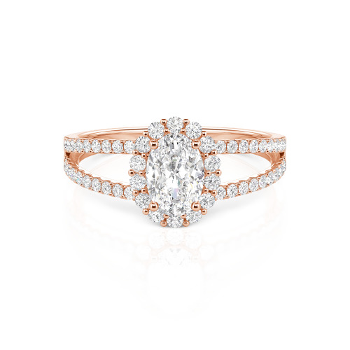 Jeulia Split Shank Halo Oval Cut Ring