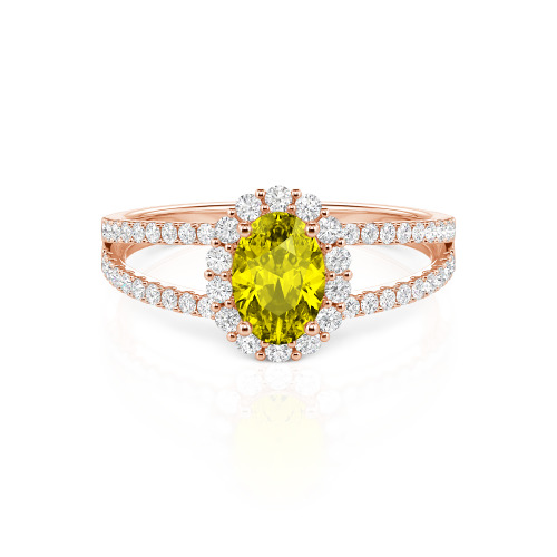 Jeulia Split Shank Halo Oval Cut Ring