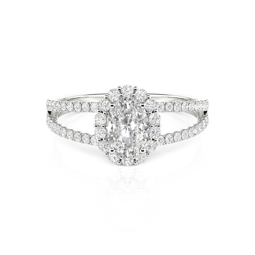 Jeulia Split Shank Halo Oval Cut Ring