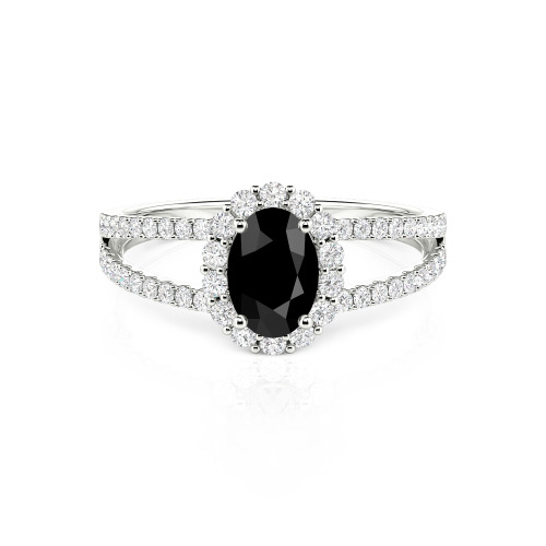 Jeulia Split Shank Halo Oval Cut Ring
