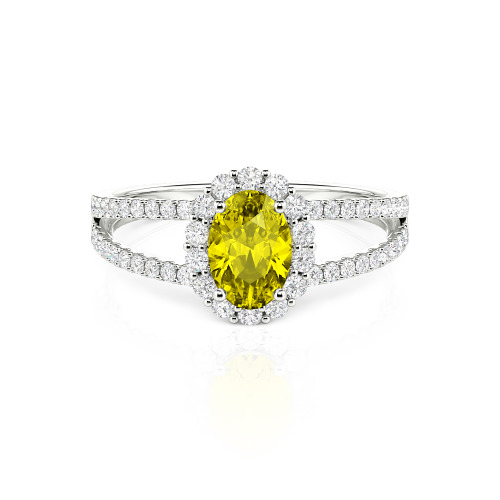Jeulia Split Shank Halo Oval Cut Ring