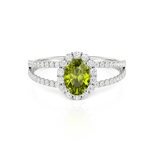 Jeulia Split Shank Halo Oval Cut Ring