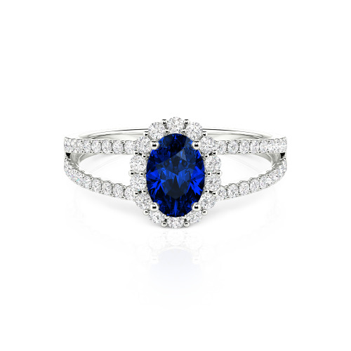 Jeulia Split Shank Halo Oval Cut Ring