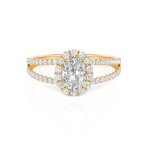 Jeulia Split Shank Halo Oval Cut Ring