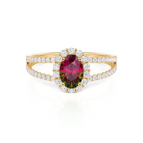 Jeulia Split Shank Halo Oval Cut Ring