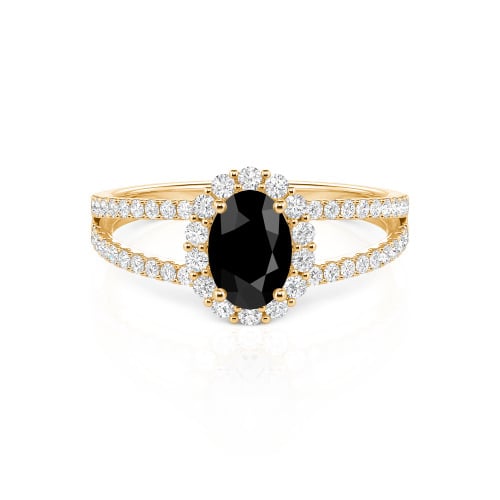 Jeulia Split Shank Halo Oval Cut Ring
