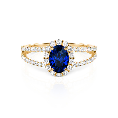 Jeulia Split Shank Halo Oval Cut Ring