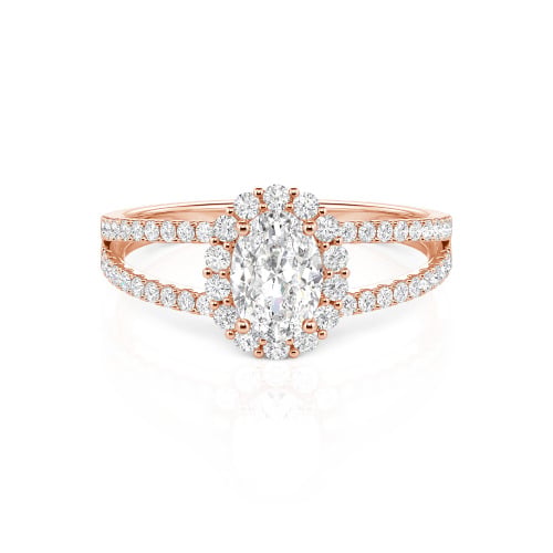 Jeulia Split Shank Halo Oval Cut Ring