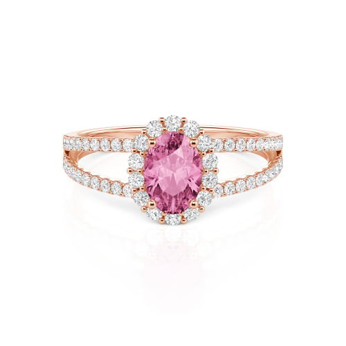 Jeulia Split Shank Halo Oval Cut Ring