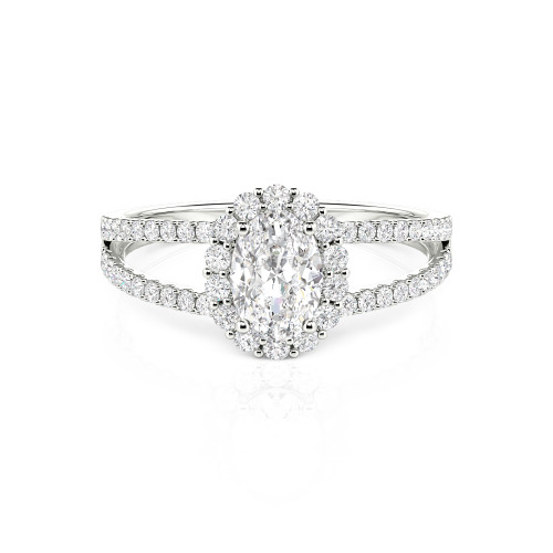 Jeulia Split Shank Halo Oval Cut Ring