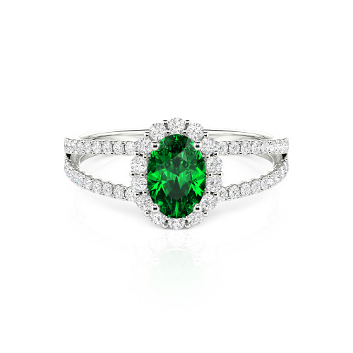 Jeulia Split Shank Halo Oval Cut Ring