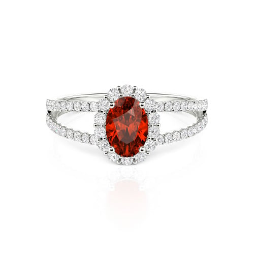 Jeulia Split Shank Halo Oval Cut Ring