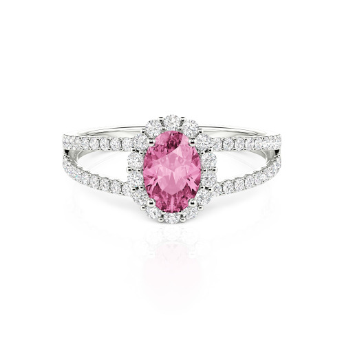 Jeulia Split Shank Halo Oval Cut Ring