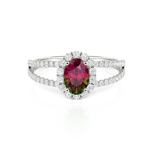 Jeulia Split Shank Halo Oval Cut Ring