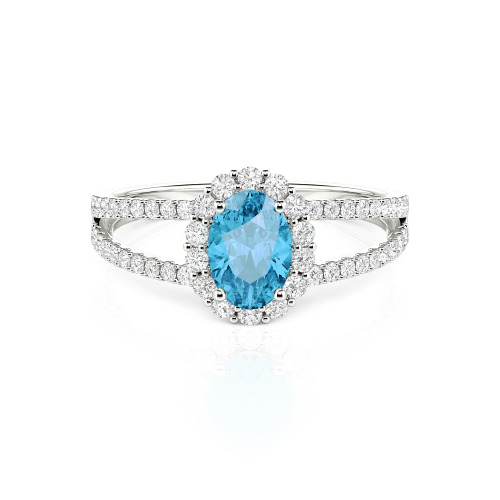 Jeulia Split Shank Halo Oval Cut Ring
