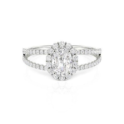 Jeulia Split Shank Halo Oval Cut Ring