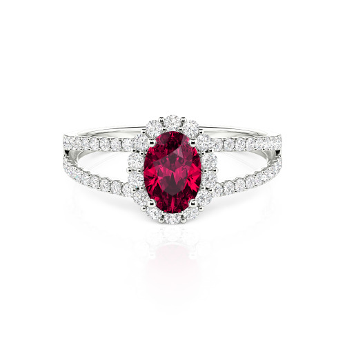 Jeulia Split Shank Halo Oval Cut Ring