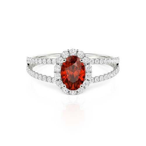 Jeulia Split Shank Halo Oval Cut Ring