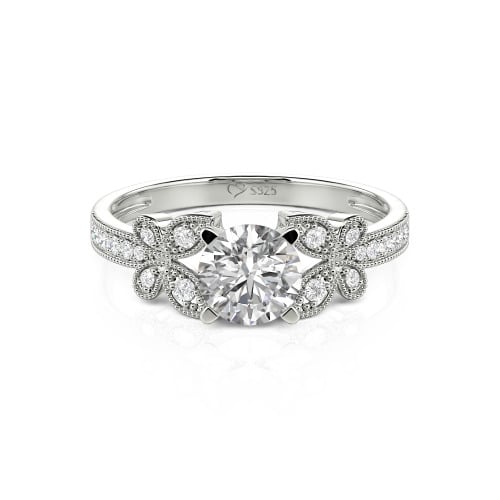 Jeulia Round Cut Butterfly Sterling Silver Ring