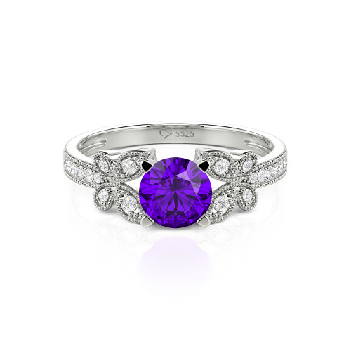 Jeulia Round Cut Butterfly Sterling Silver Ring