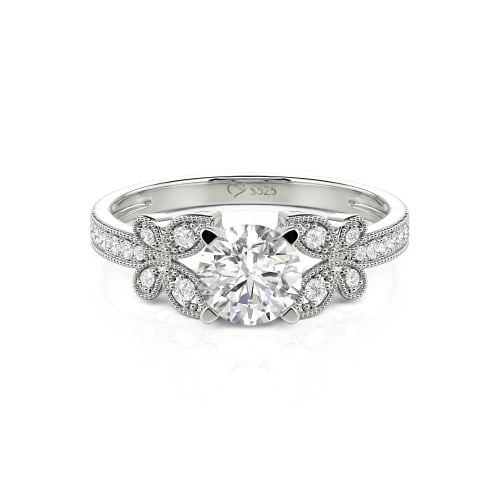 Jeulia Round Cut Butterfly Sterling Silver Ring