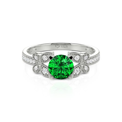 Jeulia Round Cut Butterfly Sterling Silver Ring
