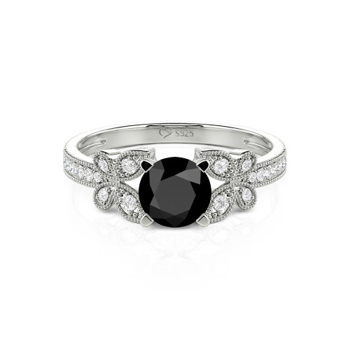 Jeulia Round Cut Butterfly Sterling Silver Ring