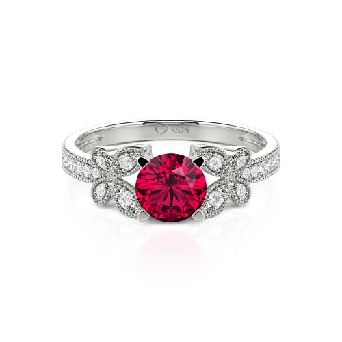 Jeulia Round Cut Butterfly Sterling Silver Ring