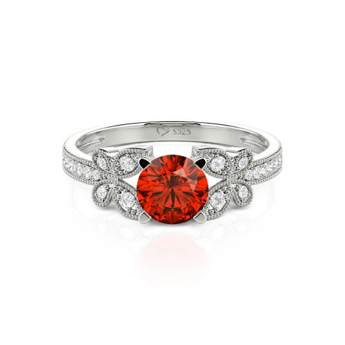 Jeulia Round Cut Butterfly Sterling Silver Ring