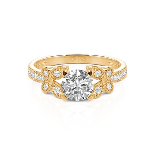 Jeulia Round Cut Butterfly Sterling Silver Ring
