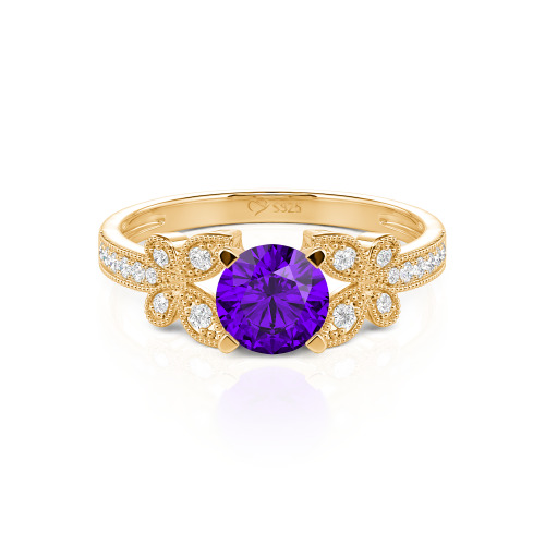 Jeulia Round Cut Butterfly Sterling Silver Ring
