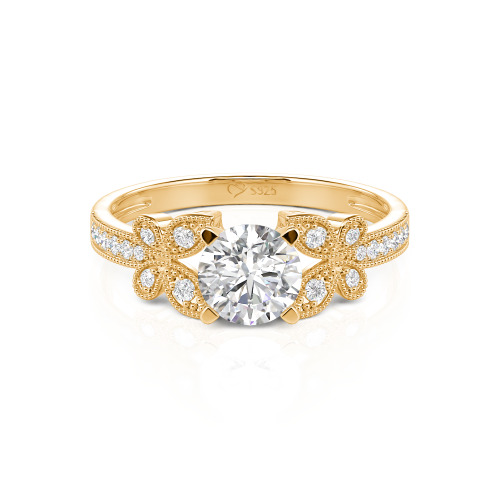 Jeulia Round Cut Butterfly Sterling Silver Ring