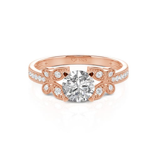 Jeulia Round Cut Butterfly Sterling Silver Ring